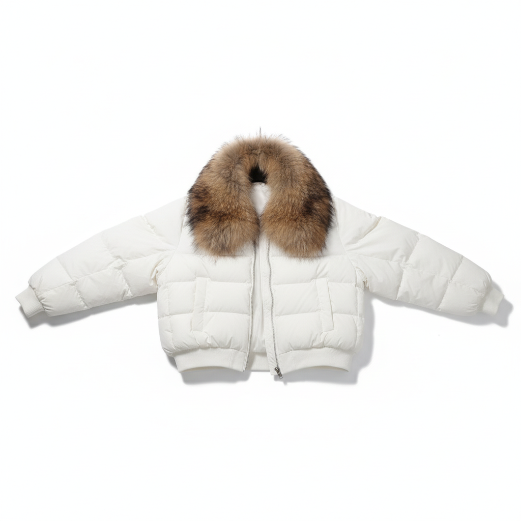 CASACO BRANCO GOLA PELOS ZIPER BOLSO FRONTAL ALMOFADADO