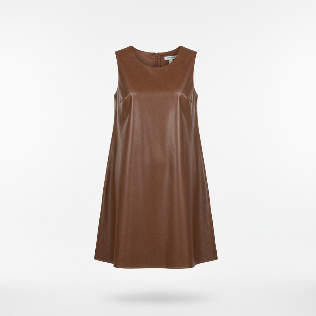 VESTIDO CAMILLE FRANCE CASTANHO ECO PELE LISO