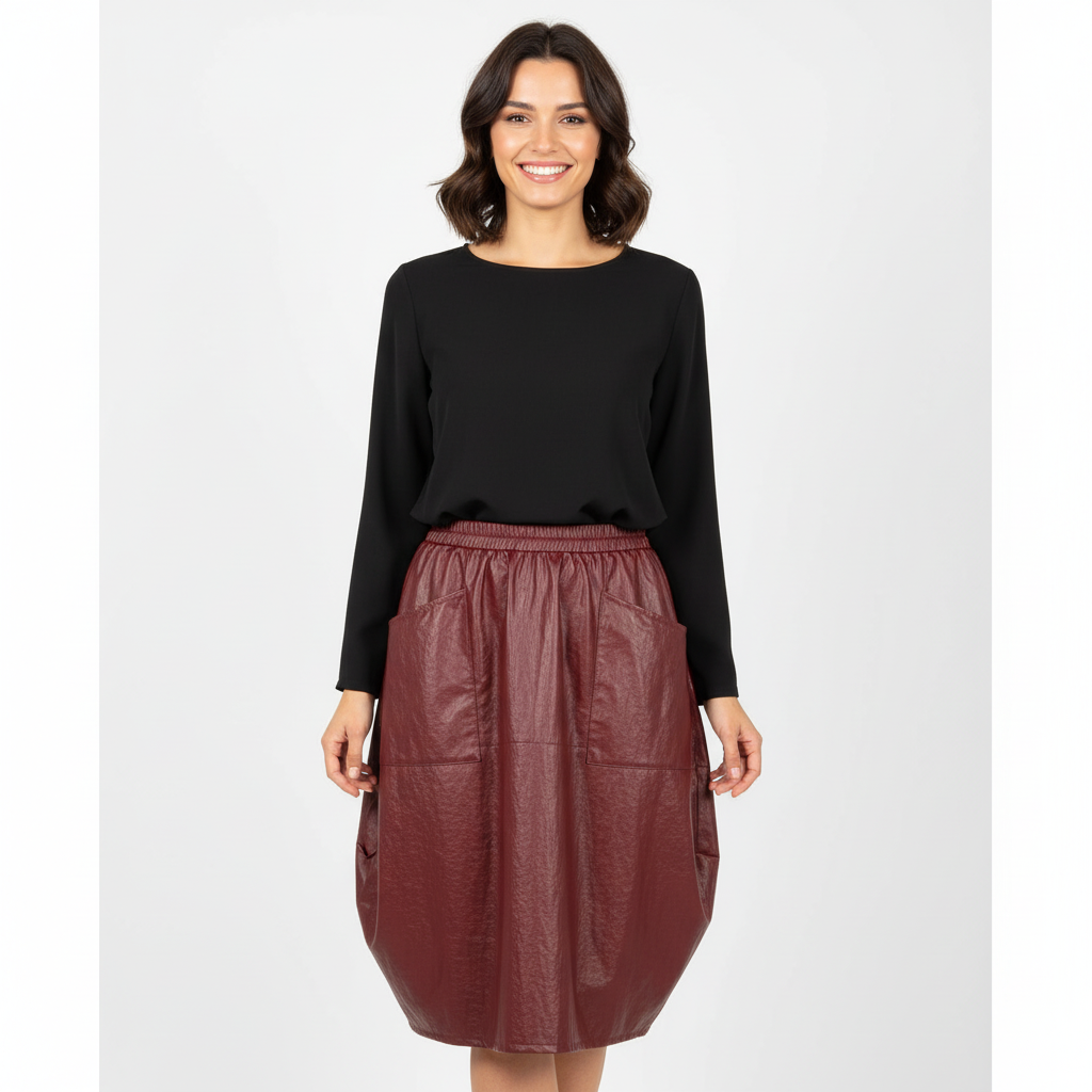SAIA BALONE CAMILLE FRANCE BORDO BOLSOS FRONTAL PREGAS LATERAL
