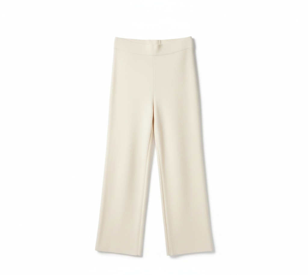 CALÇA RETA CARLA GIANNINI CREME ELASTICO CINTURA