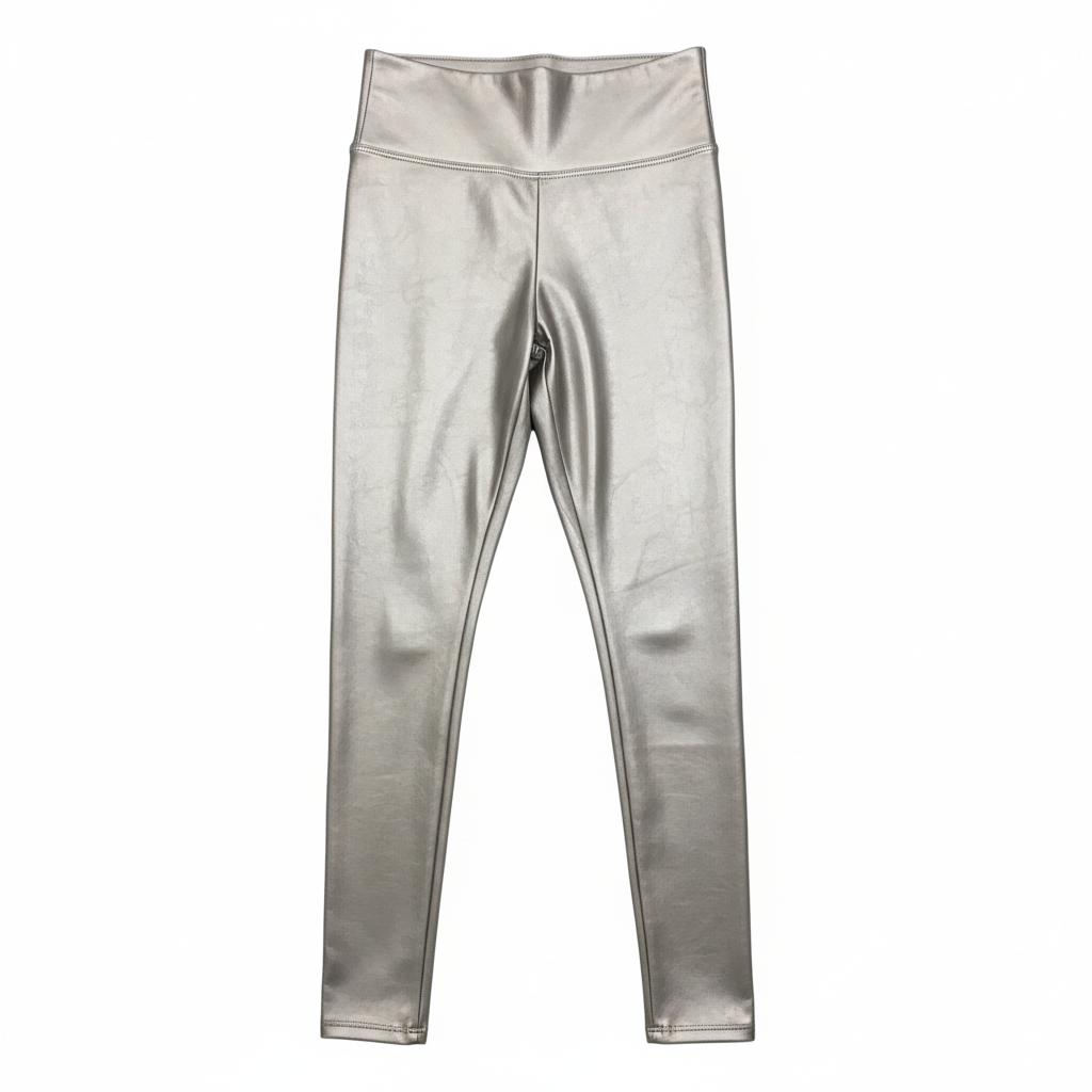 CALÇA SKINNY CINZA PRATA ECO PELE ELASTICO FESTA