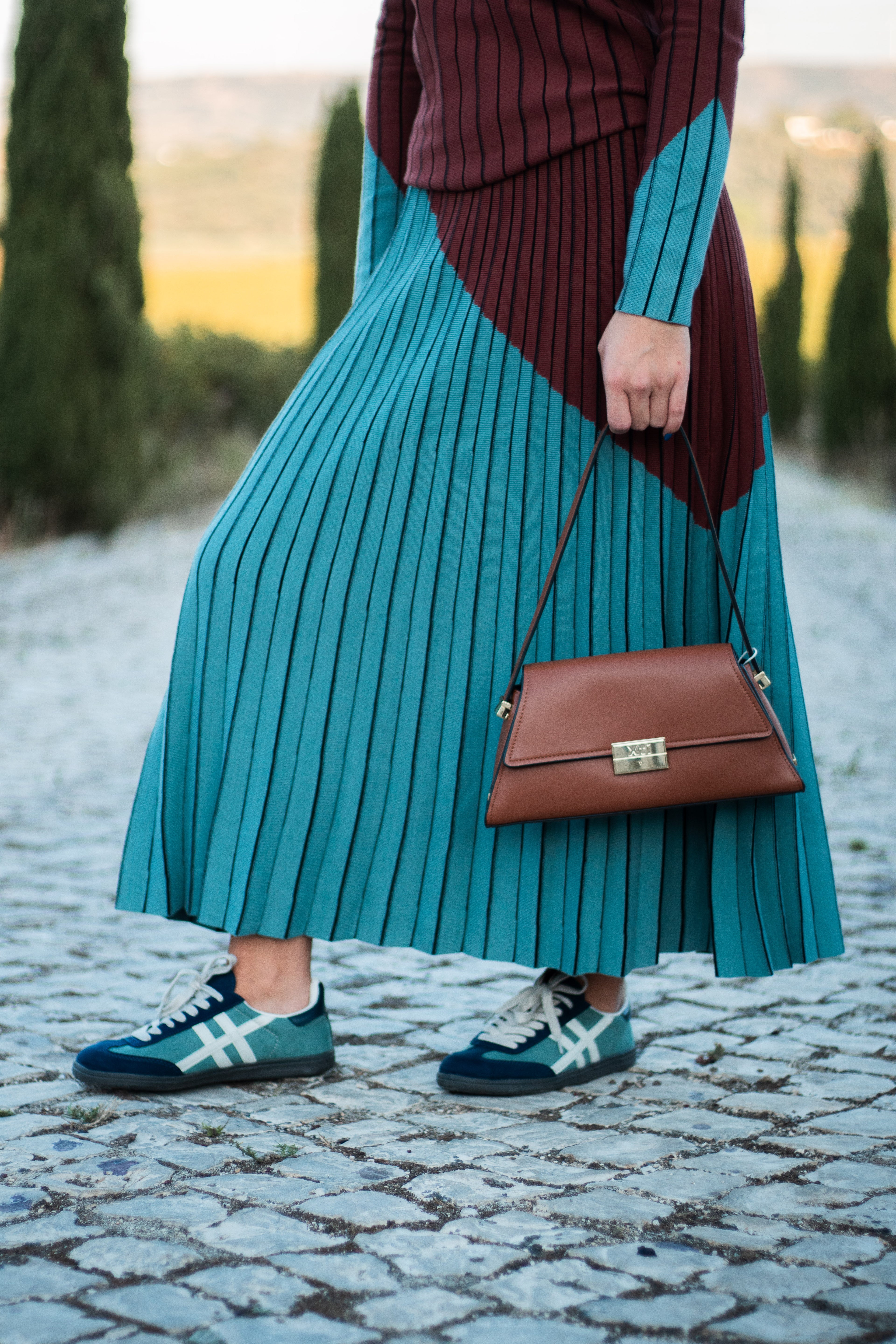 SAIA MIDI SKATIE BRAND BORDO VERDE ÁGUA DRAPEADO