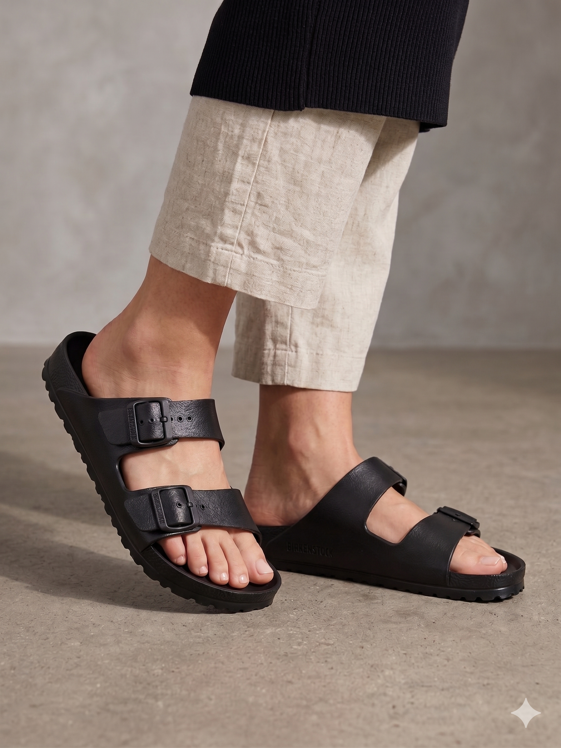 Sandálias Birkenstock Arizona EVA duas tiras, chinelos antiderrapantes de verão para homem e mulher, cor Black preto, ultraleves e à prova de água, calçado confortável de piscina e praia