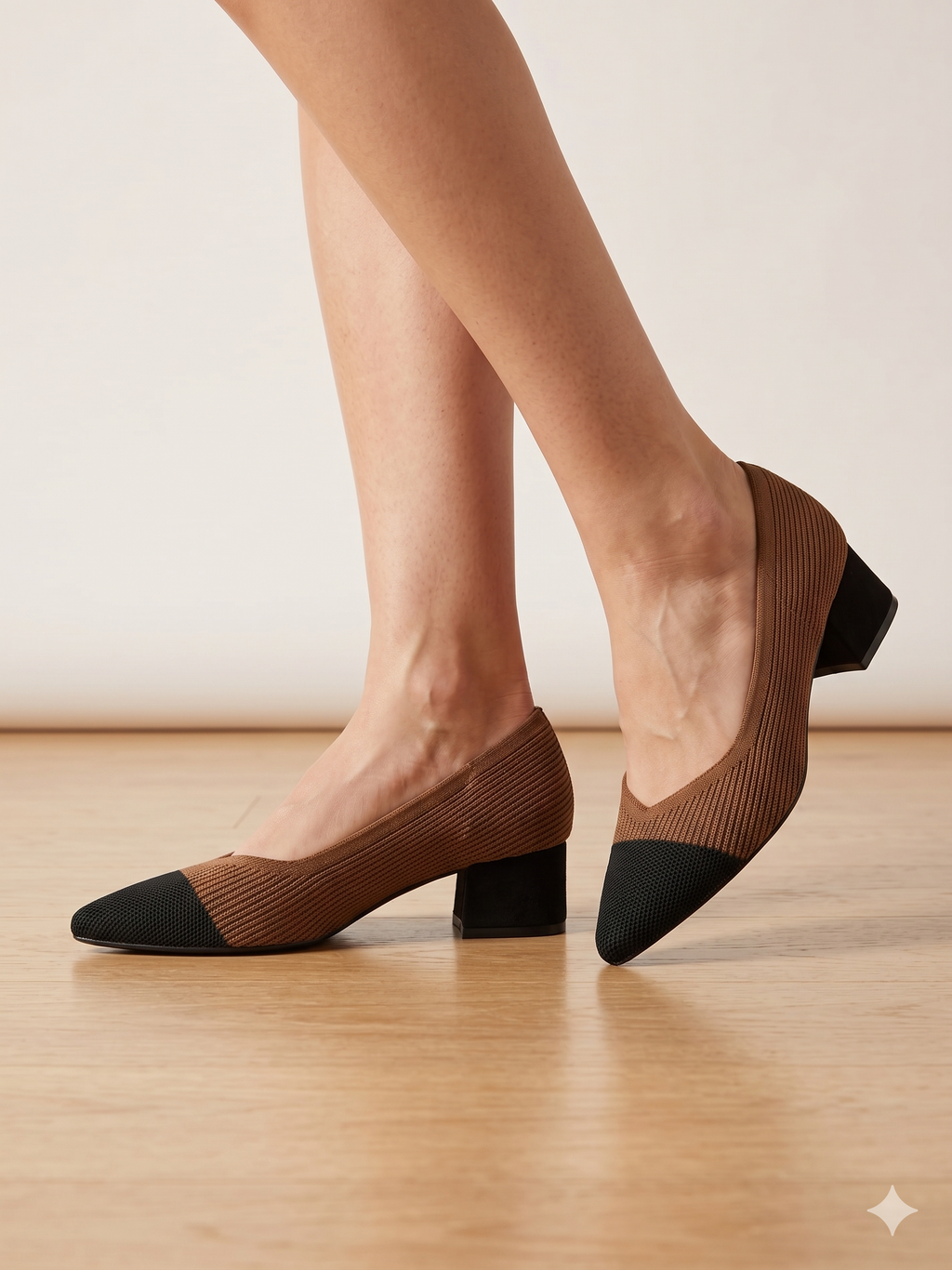 Sapato Sabrina Feminina de Salto Médio Gioseppo em Malha Tricot; Bico Fino com Detalhe Contraste; Elegante e Confortável