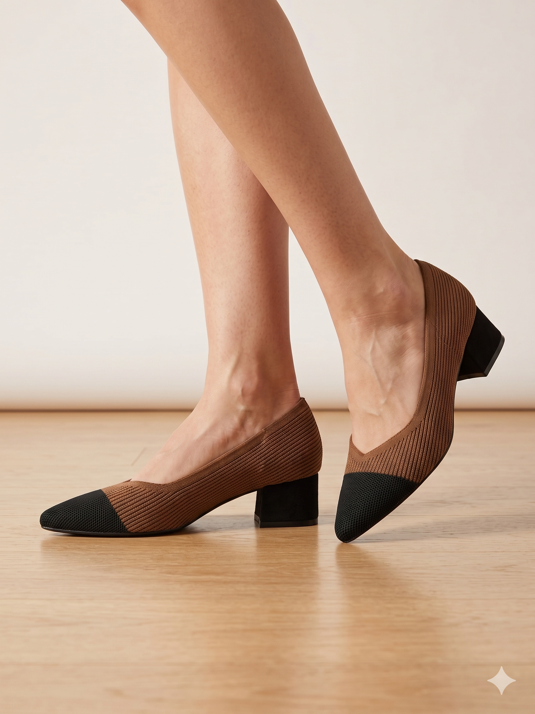 Sapato Sabrina Feminina de Salto Médio Gioseppo em Malha Tricot; Bico Fino com Detalhe Contraste; Elegante e Confortável
