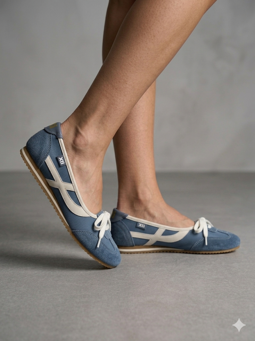 Sapatilhas Casuais Femininas Xti Azul Jeans em Camurça e Lona; Sabrinas Sapatos Tenis Modelo Balangai super Confortáveis