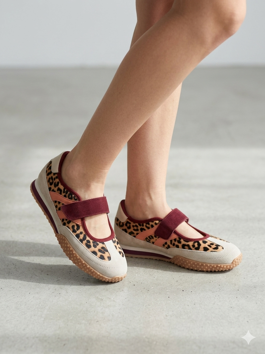 TENIS SABRINA CUNHA GIOSEPPO BORDO ANIMAL PRINT ROSA BEGE SEM ATACADORES