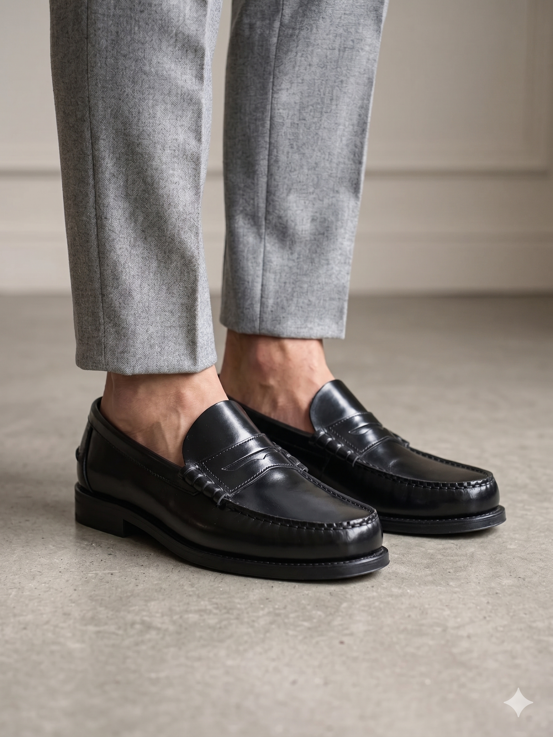Mocassins Homem em Couro Preto Penny Loafers Clássicos; Sapatos de Homem Elegantes e Confortáveis para Casamento Trabalho e Casual; Calçado Masculino Innovashoes em Pele Legítima