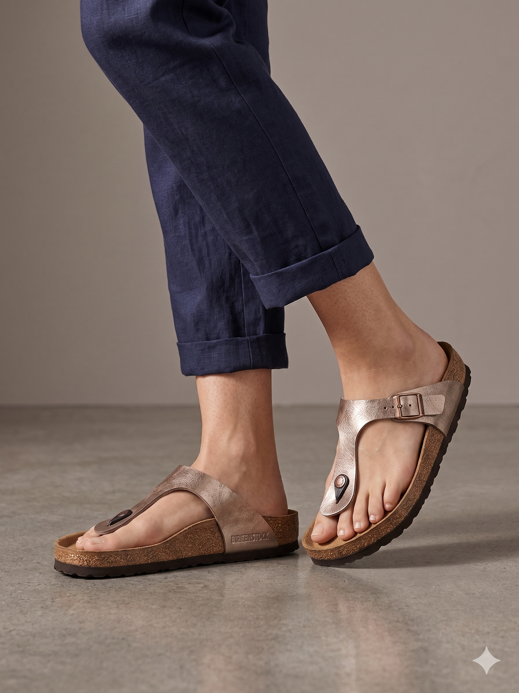 Birkenstock Gizeh Graceful Taupe Sandálias de Dedo Mulher em Preto; Sola de Cortiça; Conforto Anatómico