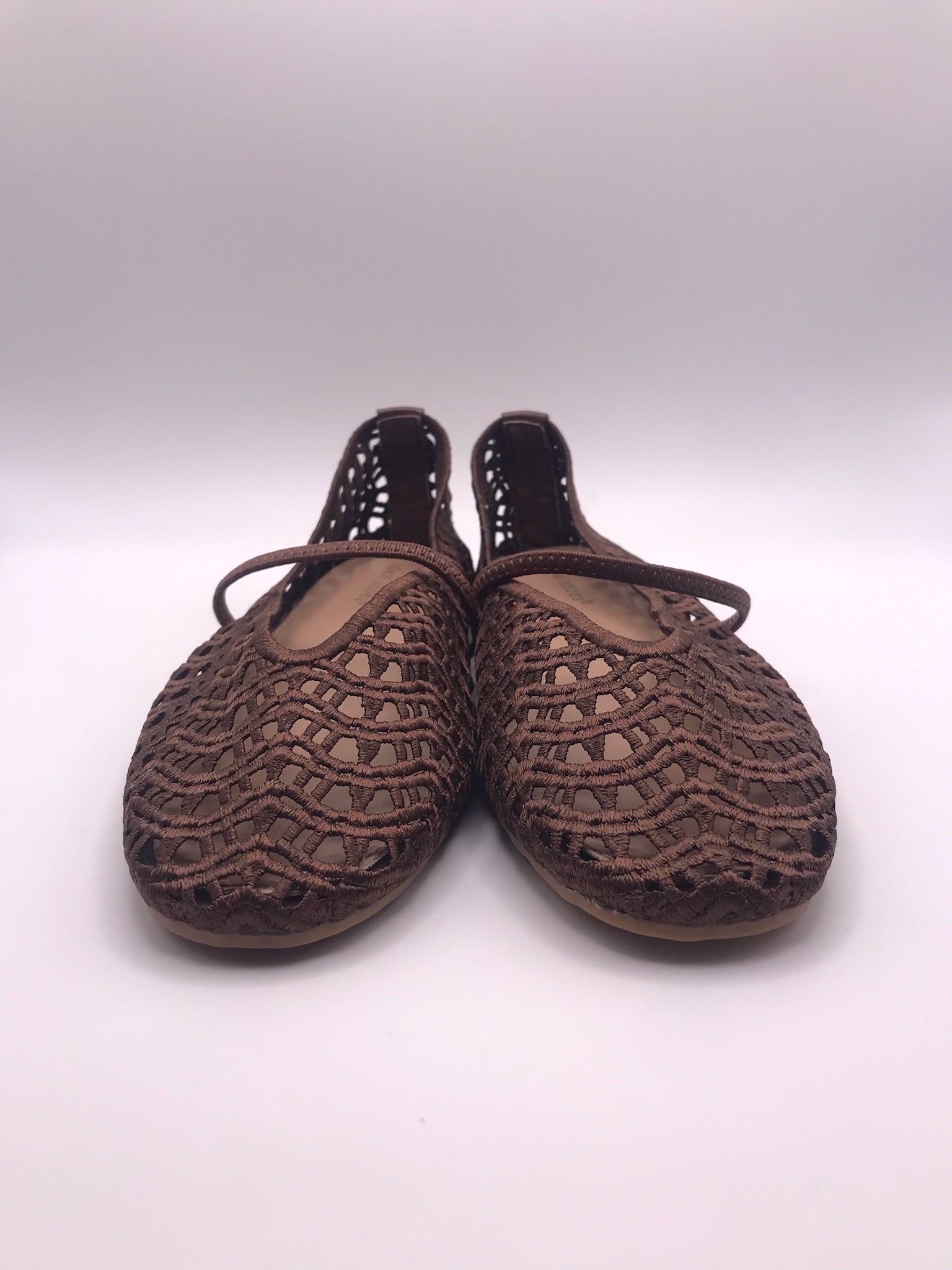 SABRINA MARY JANE IDEAL SHOES CASTANHO ESCURO BRONZA TECIDO MACRAME BICO QUADRADO