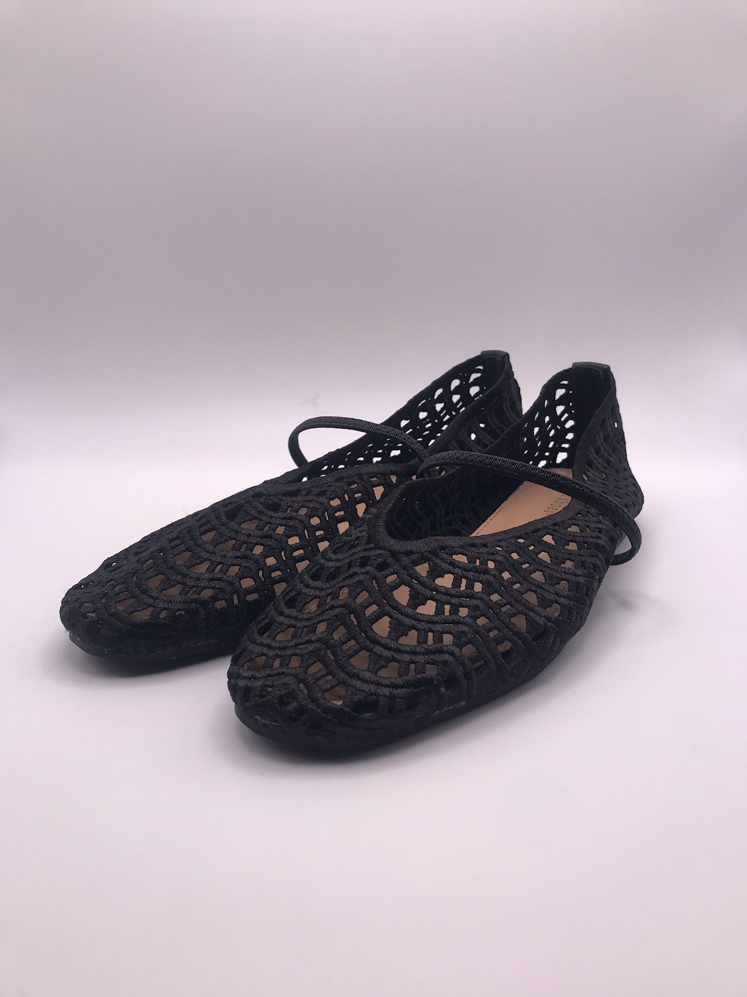 SABRINA MARY JANE IDEAL SHOES PRETO TECIDO MACRAME BICO QUADRADO
