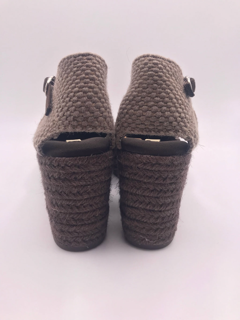 Alpercatas Cunha Castanhas Senhora Corina Cafe; Sandálias Cunha Salto Médio Verão; Sapatos de Cunha com Tira no Tornozelo Confortáveis
