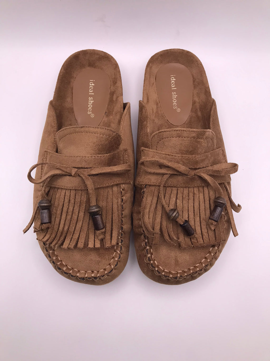 SOCAS IDEAL SHOES CASTANHO CARAMELO CAMURÇA FRANJA