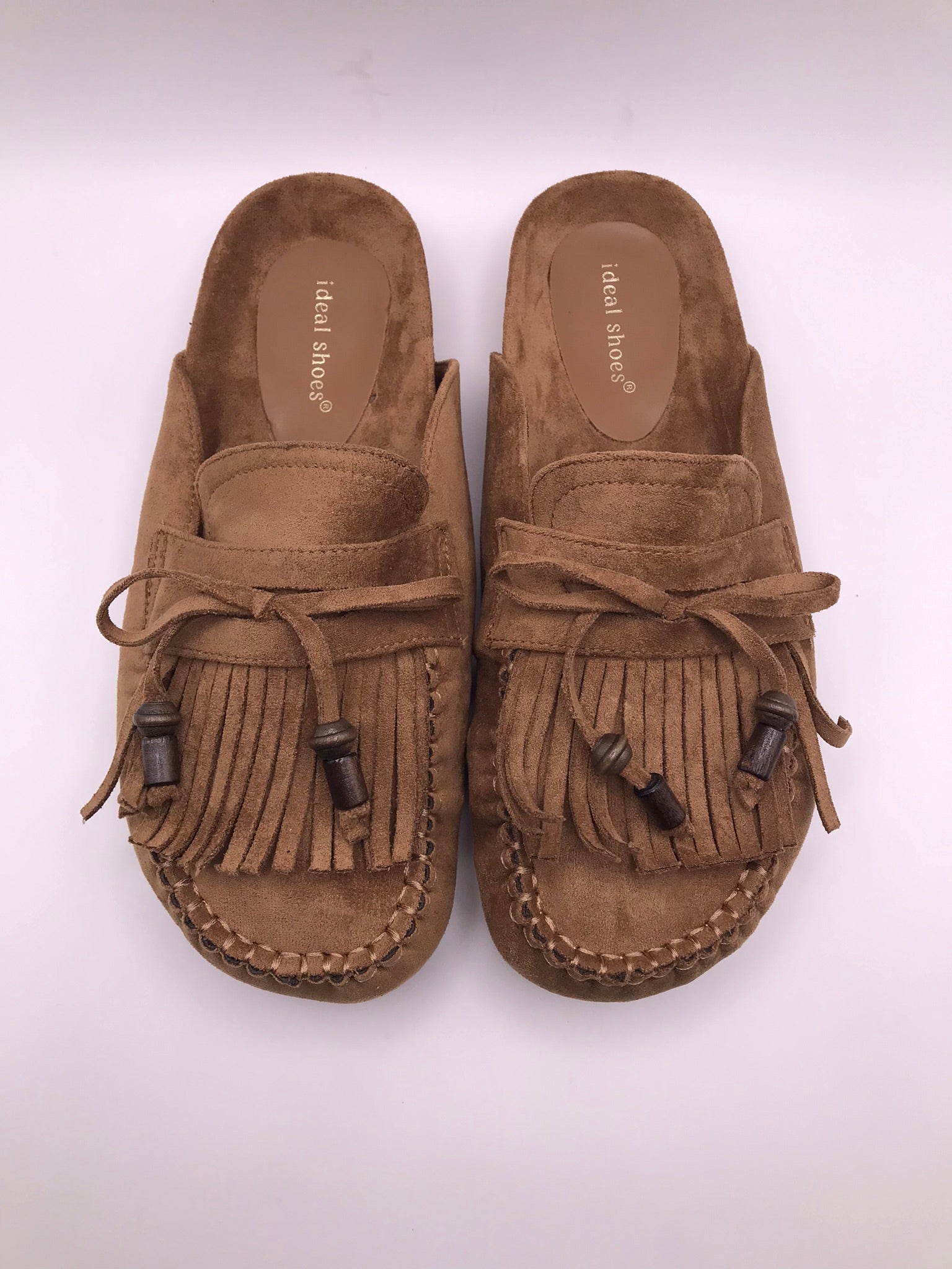 SOCAS IDEAL SHOES CASTANHO CARAMELO CAMURÇA FRANJA