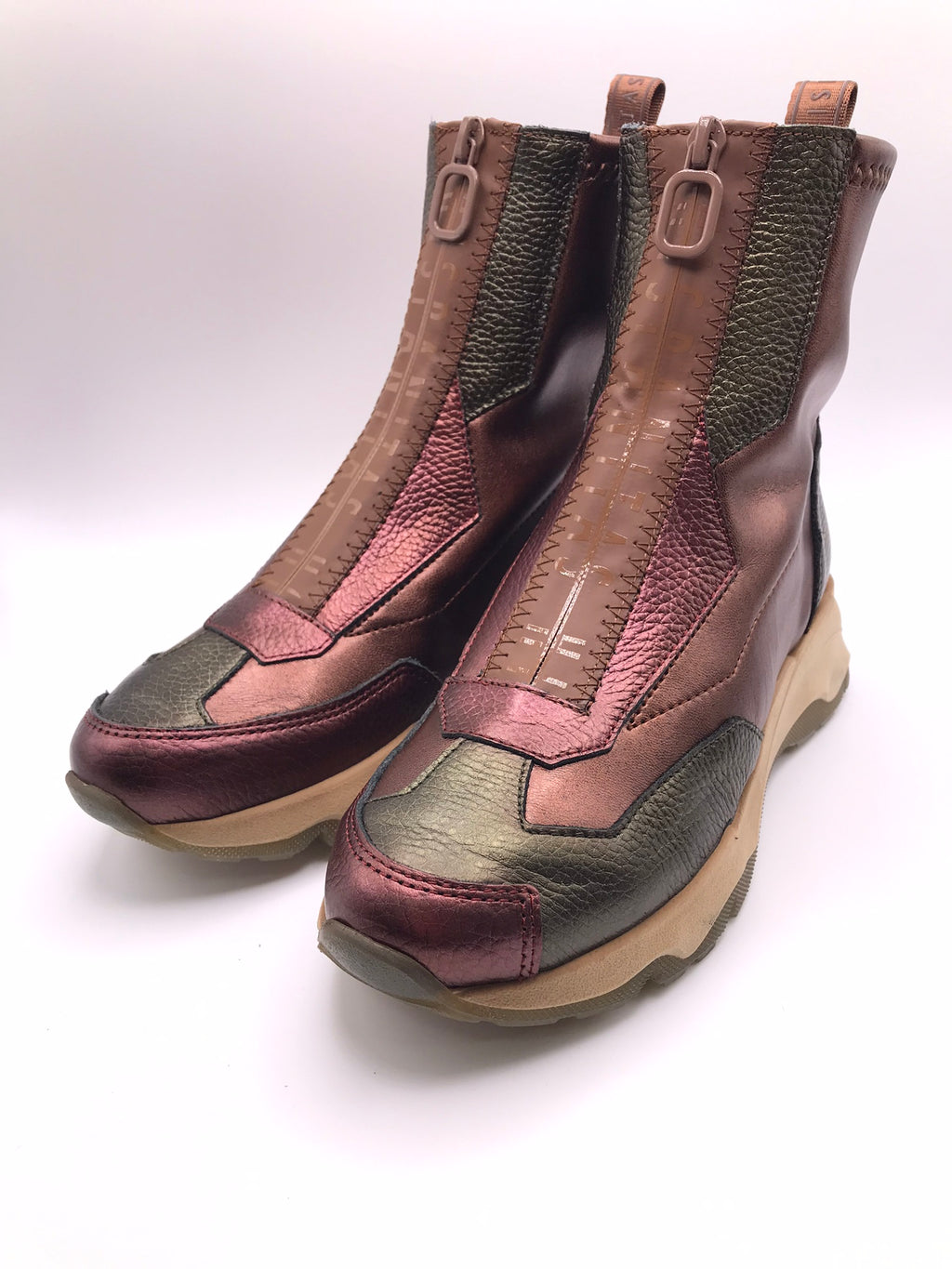 BOTA TÊNIS HISPANITAS VERDE BORDO CASTANHO ROXO CINZA ZIPER FRENTE LOGO