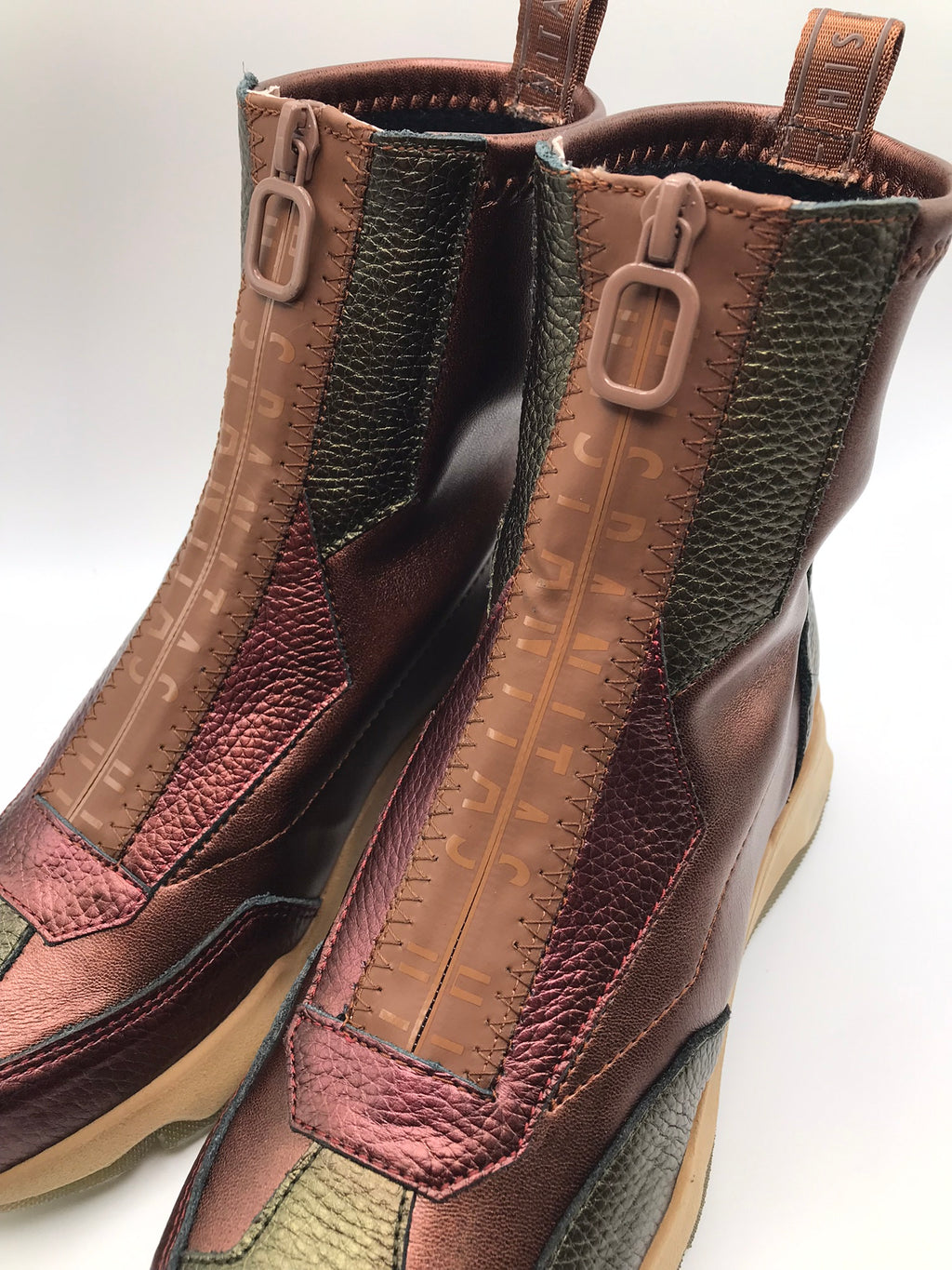 BOTA TÊNIS HISPANITAS VERDE BORDO CASTANHO ROXO CINZA ZIPER FRENTE LOGO