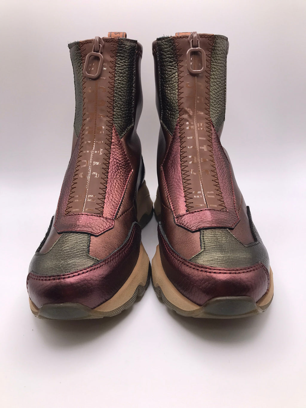 BOTA TÊNIS HISPANITAS VERDE BORDO CASTANHO ROXO CINZA ZIPER FRENTE LOGO