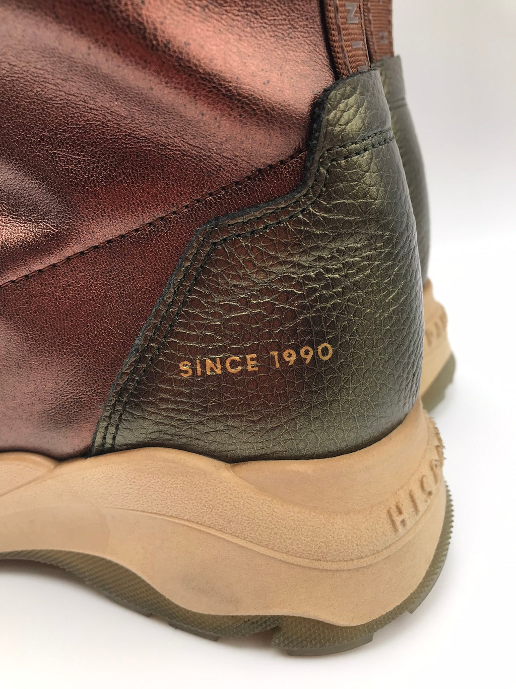 BOTA TÊNIS HISPANITAS VERDE BORDO CASTANHO ROXO CINZA ZIPER FRENTE LOGO