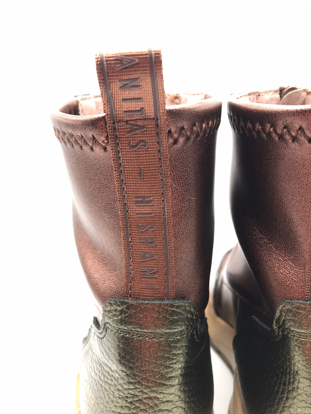 BOTA TÊNIS HISPANITAS VERDE BORDO CASTANHO ROXO CINZA ZIPER FRENTE LOGO