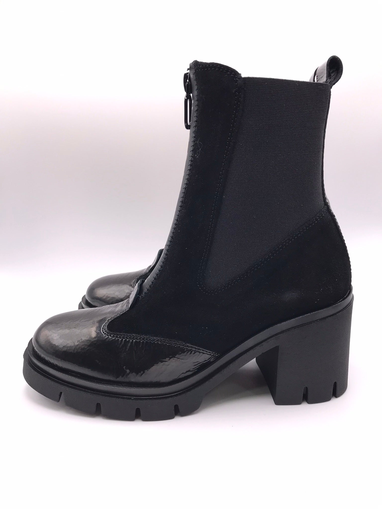 BOTA SALTO HISPANITAS PRETO CAMURÇA ZIPER FRONTAL PRETO