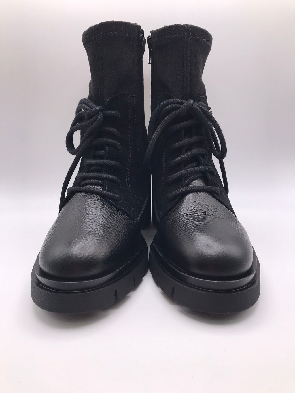 BOTA COTURNO HISPANITAS PRETO COURO LOGO LATERAL ZIPER DETALHES EM CAMURÇA