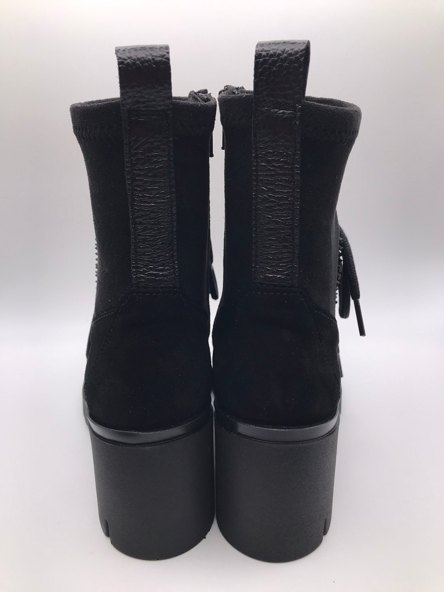 BOTA COTURNO HISPANITAS PRETO COURO LOGO LATERAL ZIPER DETALHES EM CAMURÇA