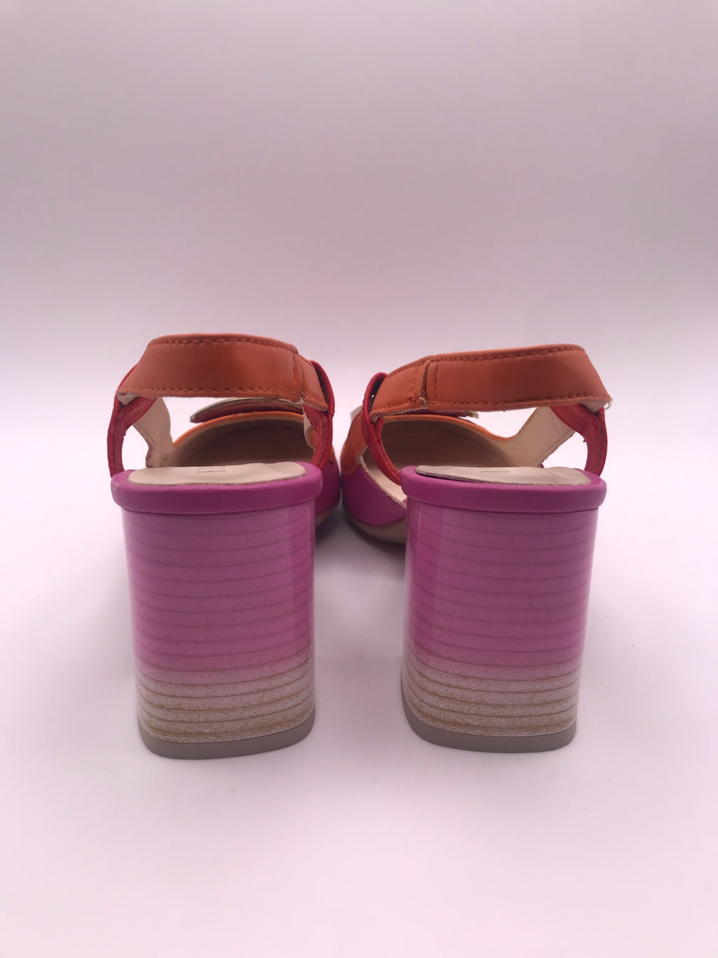 SALTO MULLET HISPANITAS ROXO LARANJA ROSA COURO APLICAÇÃO QUADRADA DOURADO VERMELHO BICO REDONDO