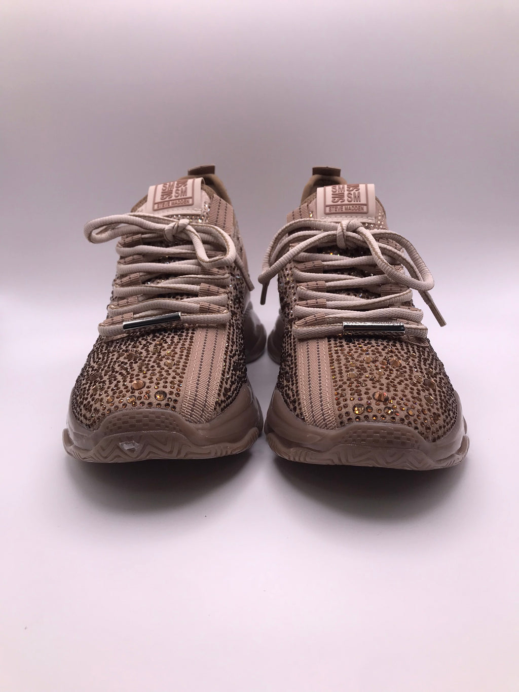 TÊNIS STEVE MADDEN ROSA NUDE BEGE BRILHO CRAVEJADO ATACADORES TRATORADO