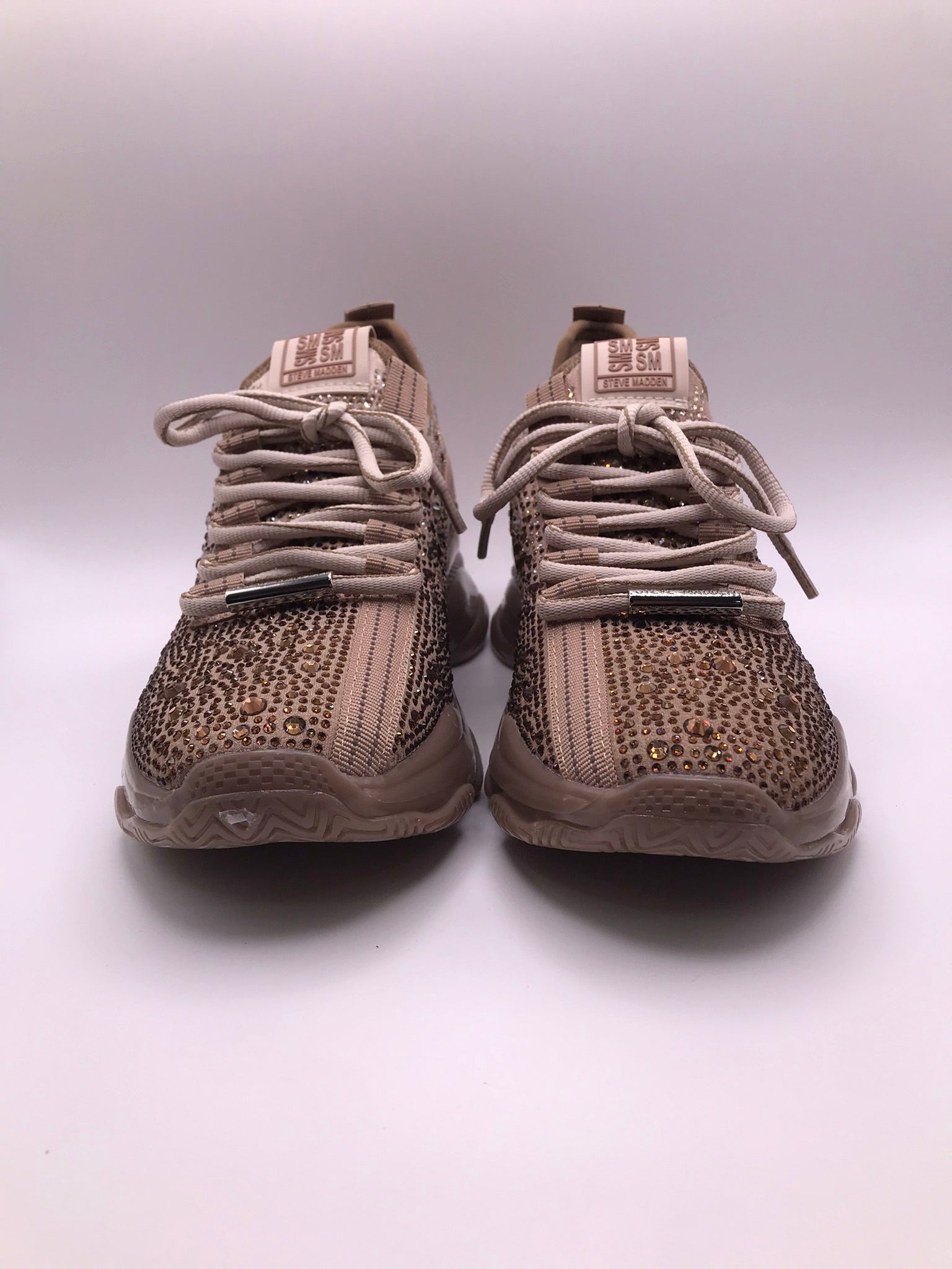 TÊNIS STEVE MADDEN ROSA NUDE BEGE BRILHO CRAVEJADO ATACADORES TRATORADO
