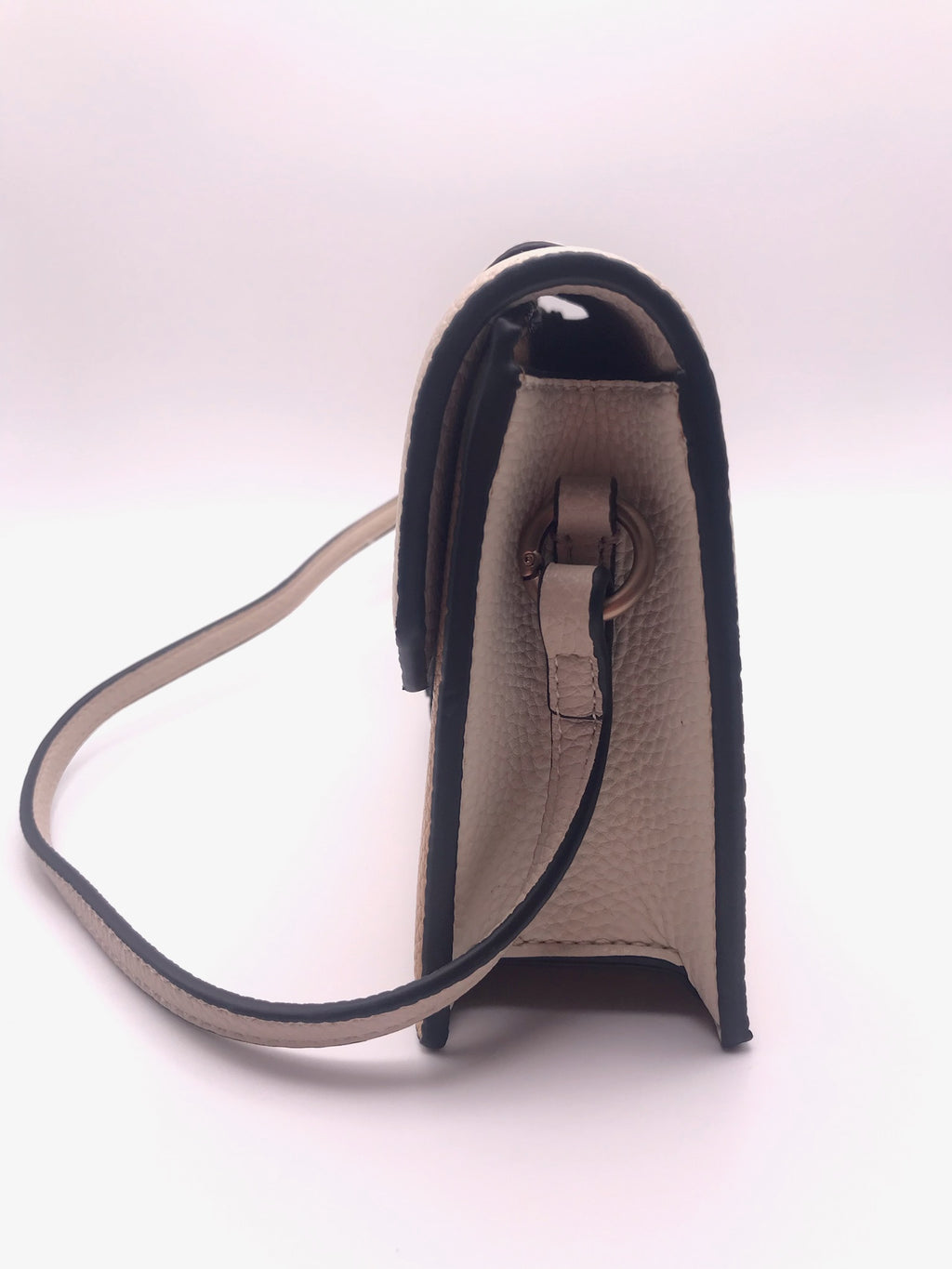 Carteira Clutch Feminina Hispanitas de Tiracolo, Mala de Mão Elegante em Tons de Bege e Castanho, Acessório de Moda Premium para Senhora