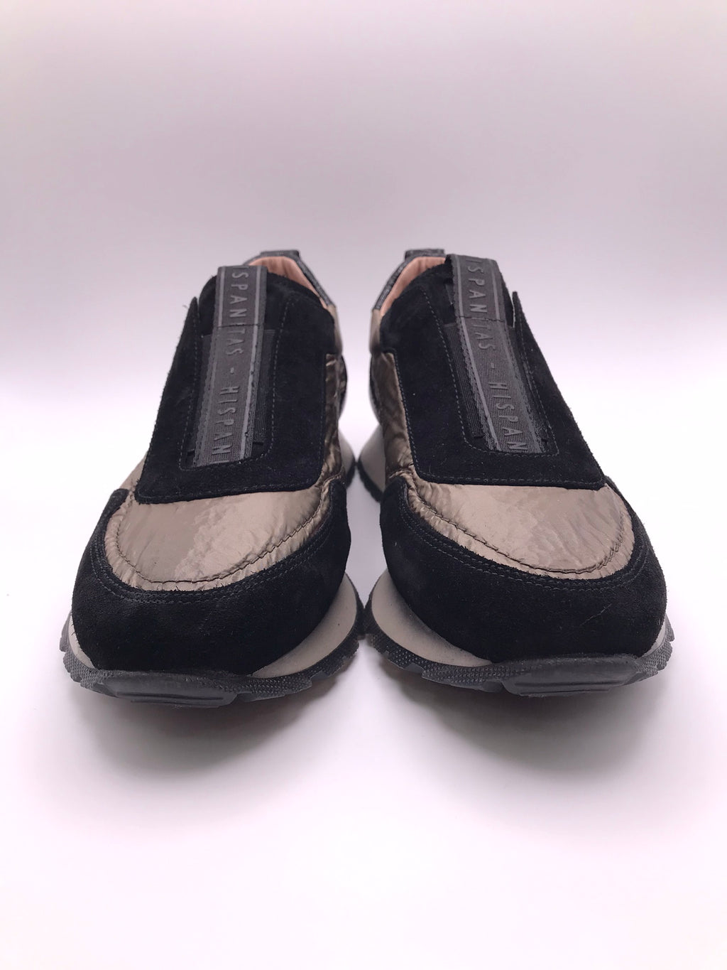 MOCASSIM PLATAFORMA HISPANITAS PRETO COURO ELÁSTICO FRONTAL DETALHES EM CAMURÇA