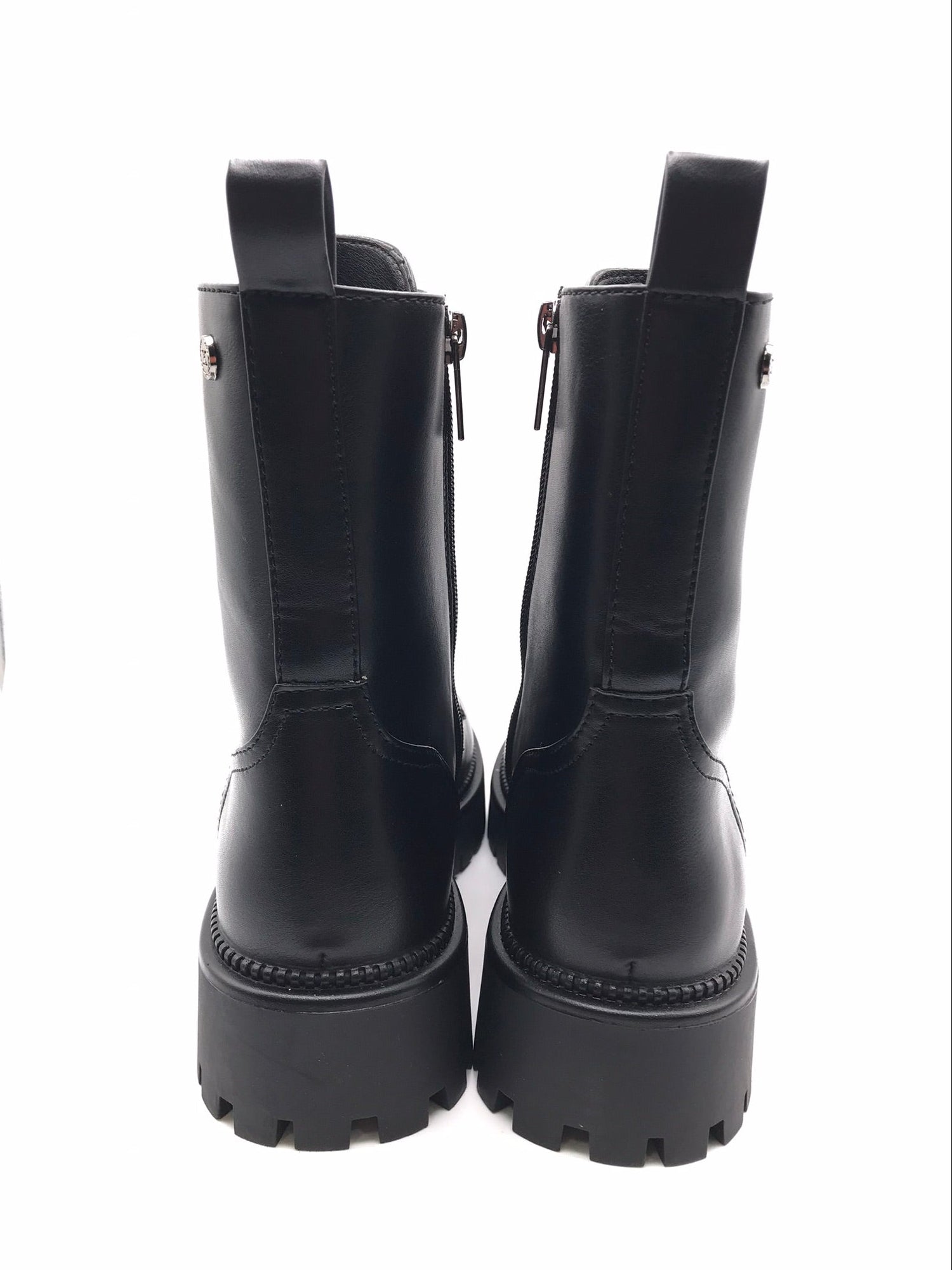 BOTA ATACADORES MILITAR COTURNO XTI PRETO ECO PELE ATACADOR ZIPER PUXADOR TRASEIRO