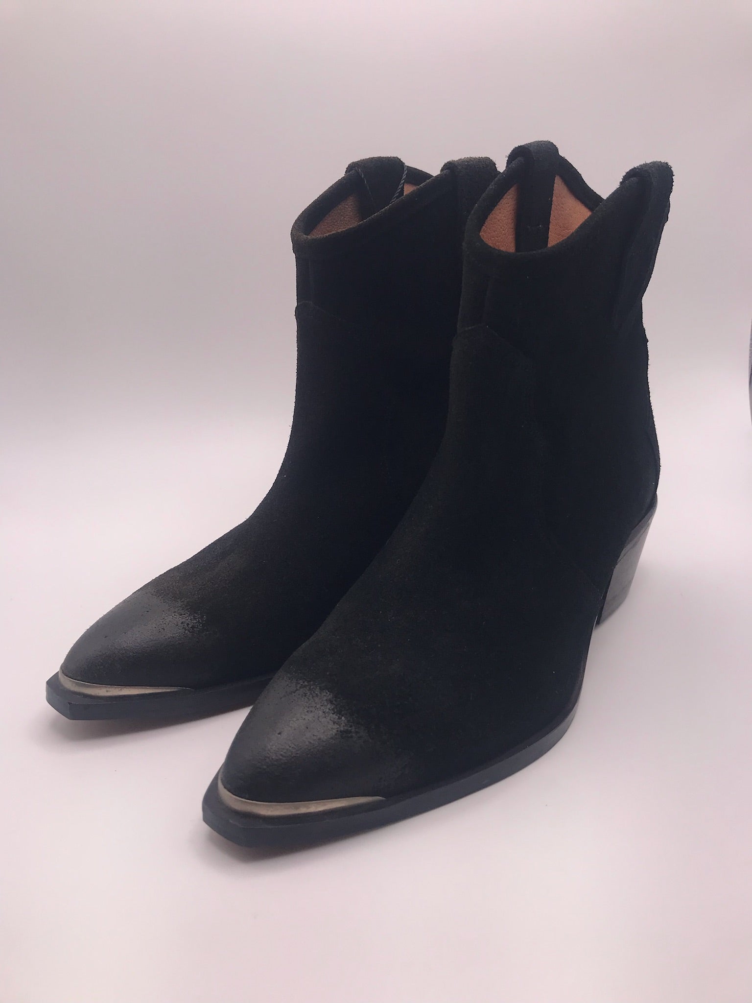 BOTA TEXANA BEAT SHOES PRETO COURO LISO BICUDO PONTA METAL