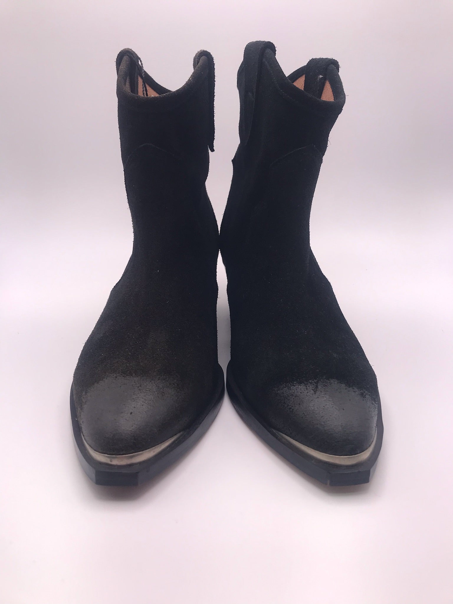 BOTA TEXANA BEAT SHOES PRETO COURO LISO BICUDO PONTA METAL