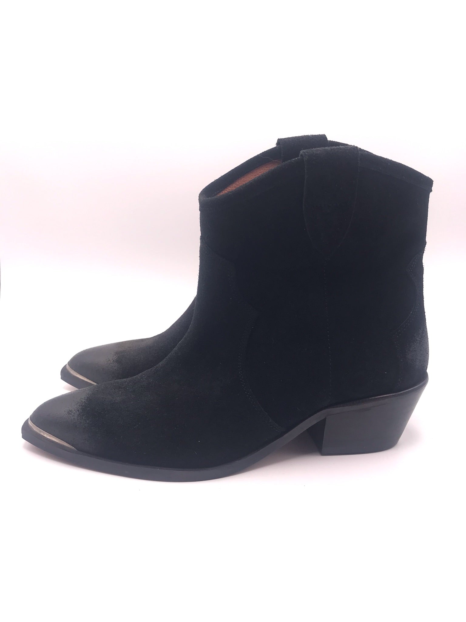 BOTA TEXANA BEAT SHOES PRETO COURO LISO BICUDO PONTA METAL
