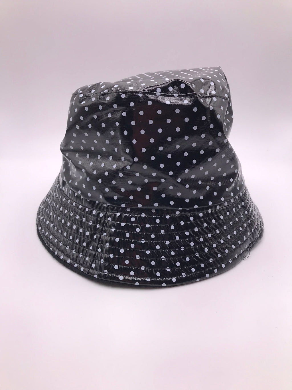 CHAPÉU NEW COLLECTION CHUVA REVERSÍVEL PRETO PADRÃO BOLAS BRANCAS INTERNO CAMURÇA PRETO