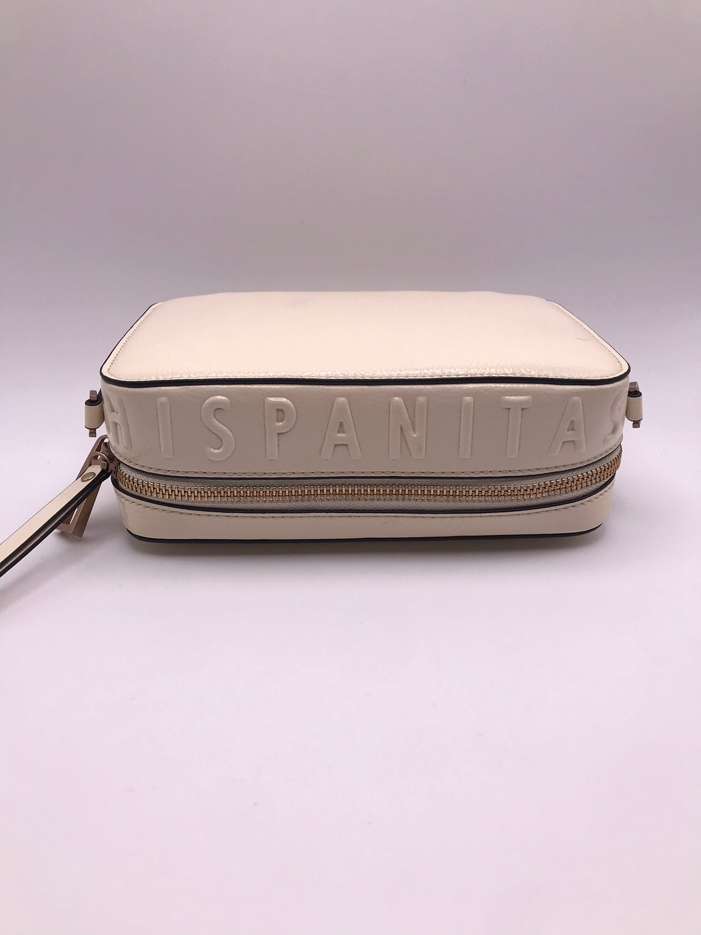 BOLSA CLUTCH HISPANITAS CREME ECO PELE LOGO ALTO RELEVO ALÇA REMOVÍVEL AJUSTÁVEL MALA