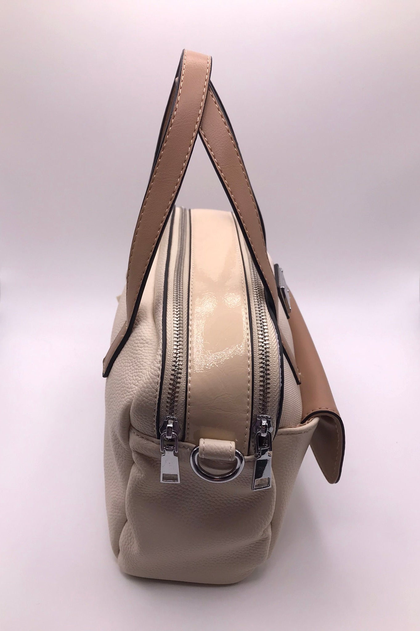 MALA XTI CREME BEGE CASTANHO CLARO ECO PELE ALÇA REMOVIVÉL AJUSTÁVEL