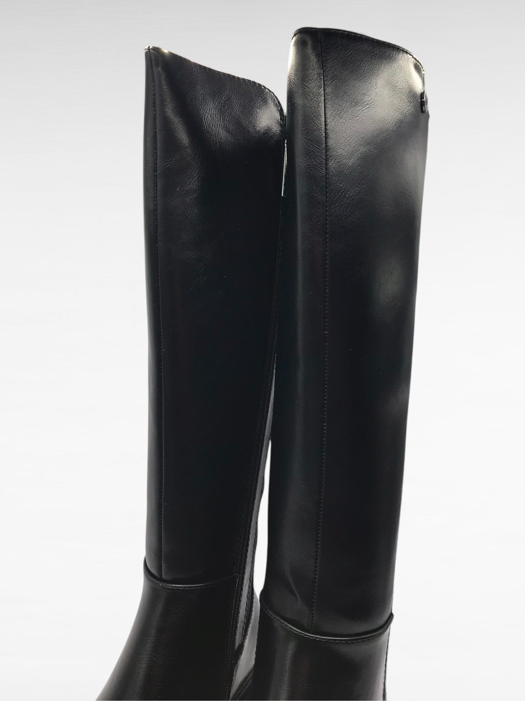 BOTA GALOCHA REFRESH  PRETO ECO PELE DETALHE LOGO LATERAL ZIPER TECIDO ELÁSTICO TRASEIRO CANO ALTO LONGO