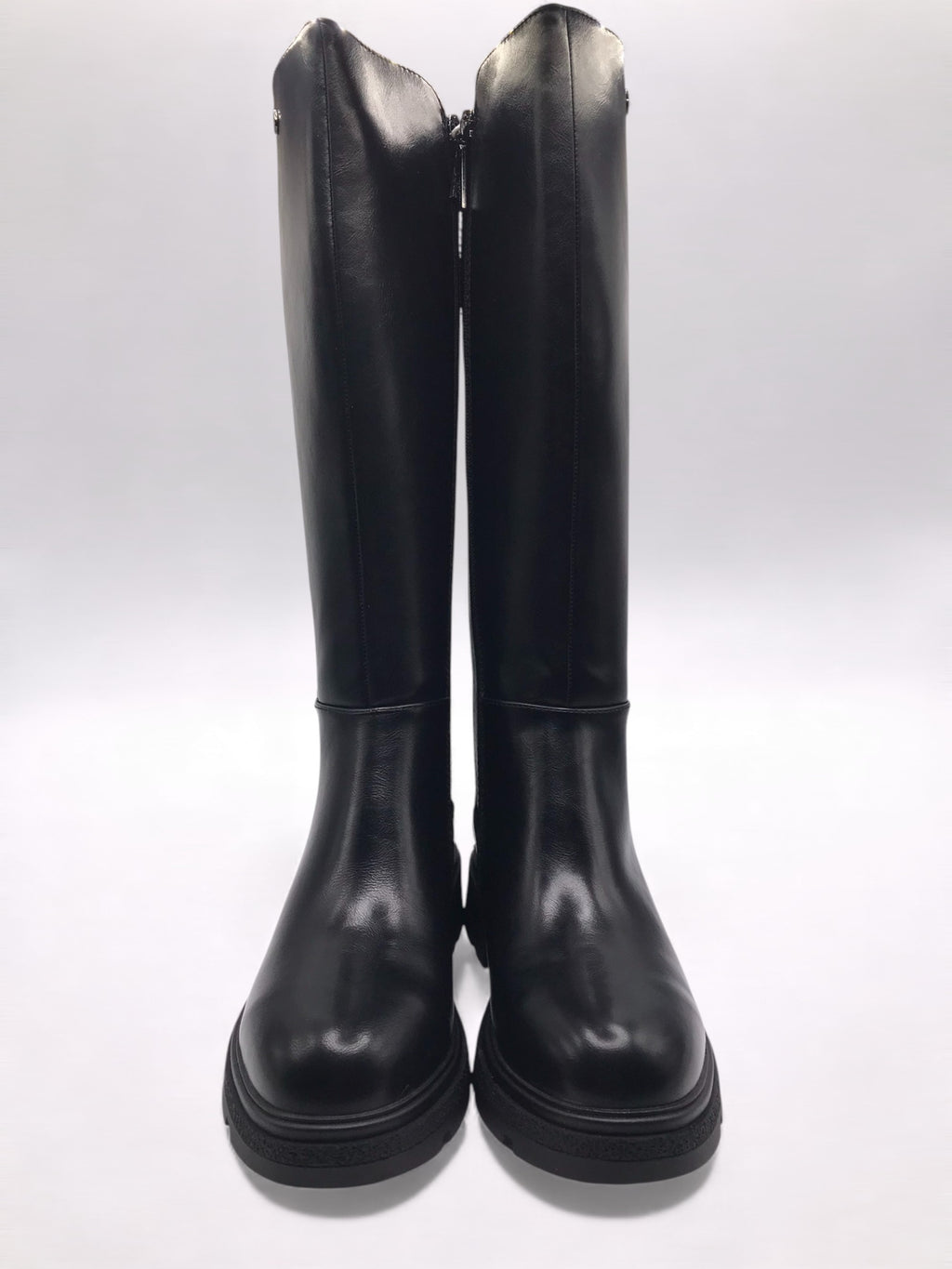 BOTA GALOCHA REFRESH  PRETO ECO PELE DETALHE LOGO LATERAL ZIPER TECIDO ELÁSTICO TRASEIRO CANO ALTO LONGO