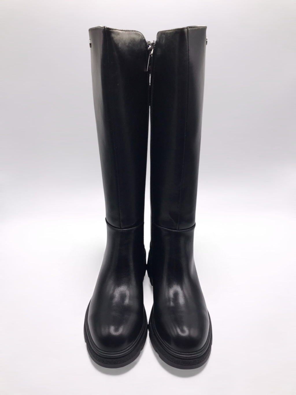 BOTA GALOCHA REFRESH  PRETO ECO PELE DETALHE LOGO LATERAL ZIPER TECIDO ELÁSTICO TRASEIRO CANO ALTO LONGO