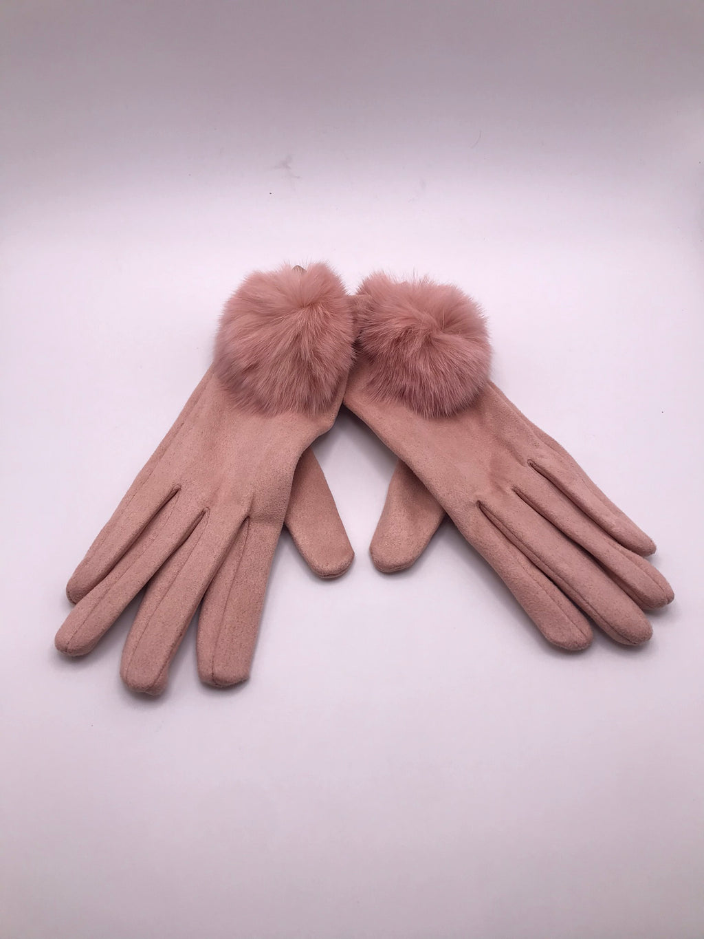 LUVA CAMURÇA ROSA POMPOM PELOS INDICADOR TOUTCH