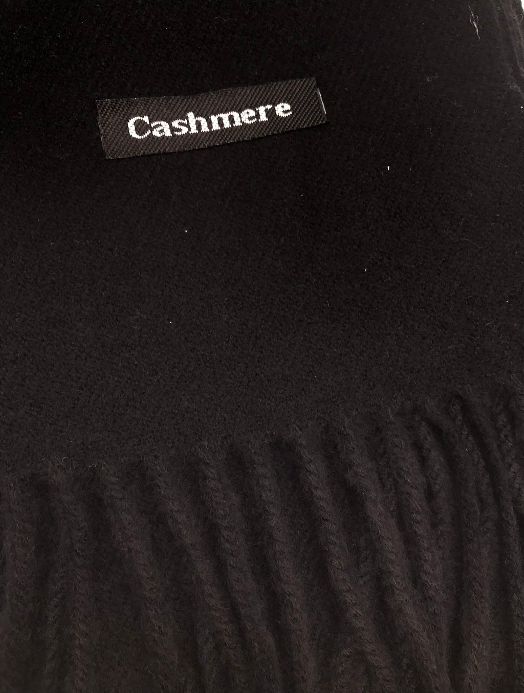 CACHECOL CASHMERE PRETO FRANJA