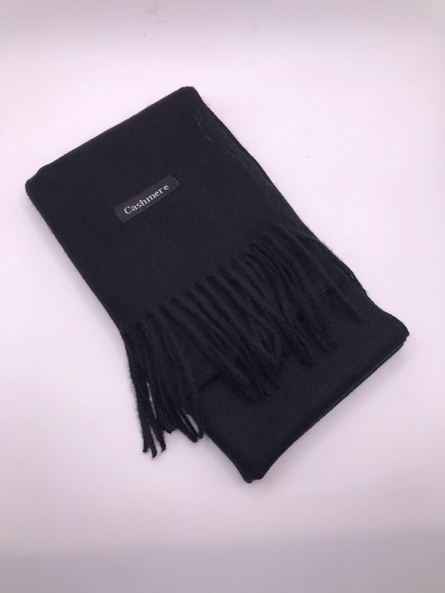 CACHECOL CASHMERE PRETO FRANJA