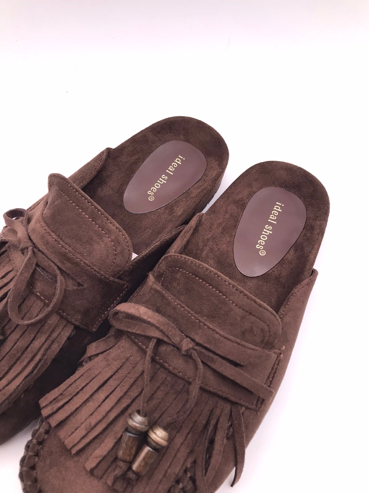 SOCAS IDEAL SHOES CASTANHO ESCURO CAMURÇA FRANJA