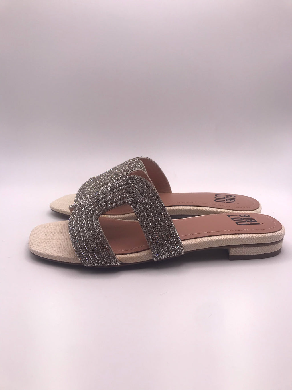 CHINELO SANDÁLIA BIBI LOU BRILHO COURO CREME