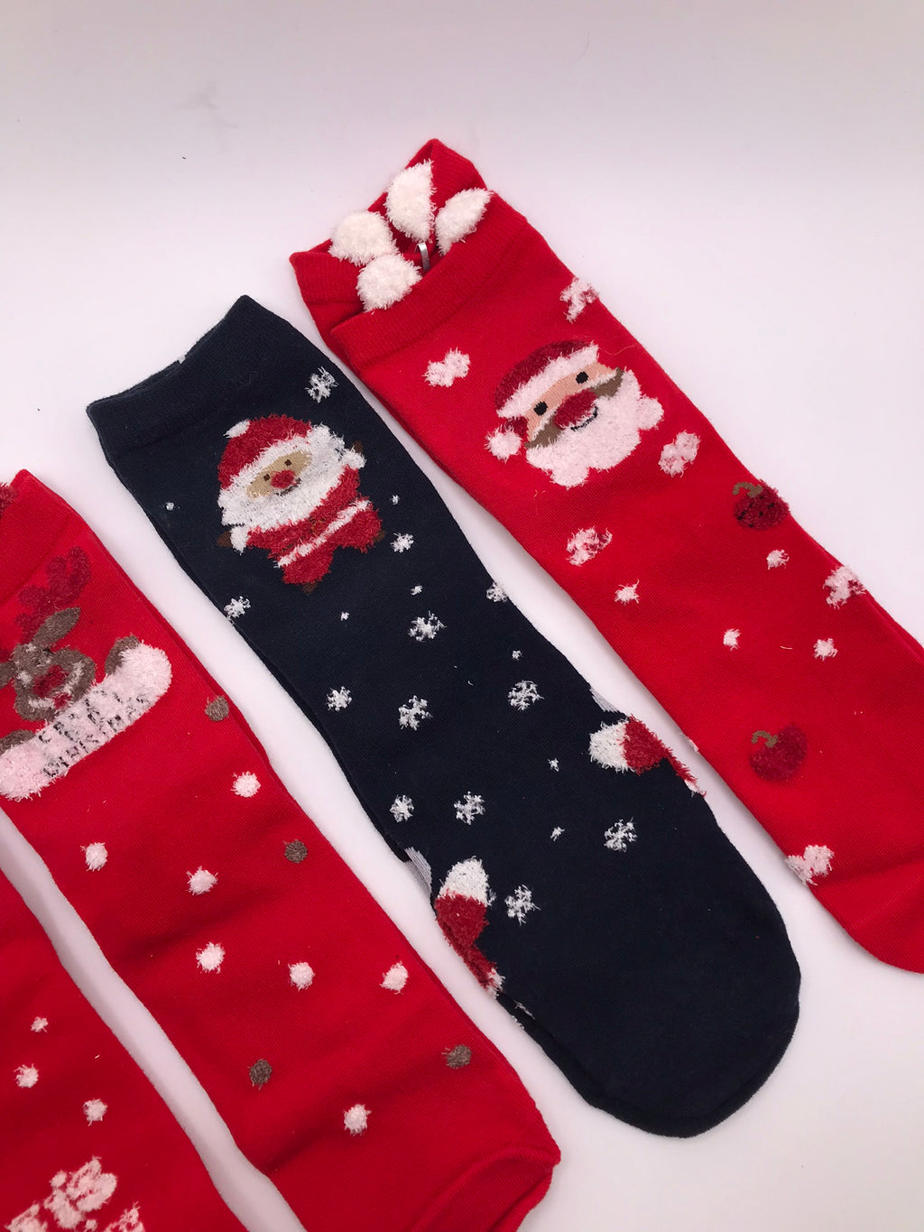 MEIA KIT 4 PARES G&C GREEN COTTON CAIXA NATAL PAPAI NOEL RENA POMPOM  BORDADO VERMELHO AZUL