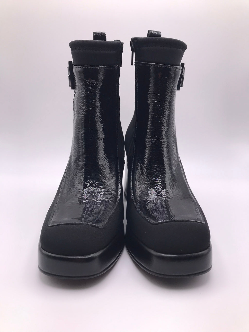 BOTA QUADRADA HISPANITAS PRETO ZIPER FIVELA H LOGO