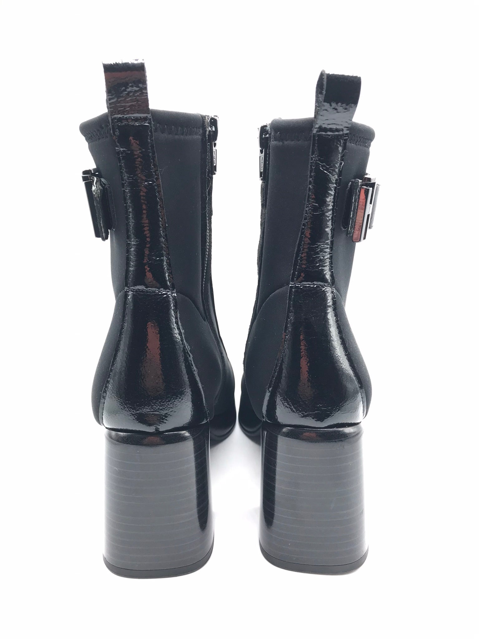 BOTA QUADRADA HISPANITAS PRETO ZIPER FIVELA H LOGO