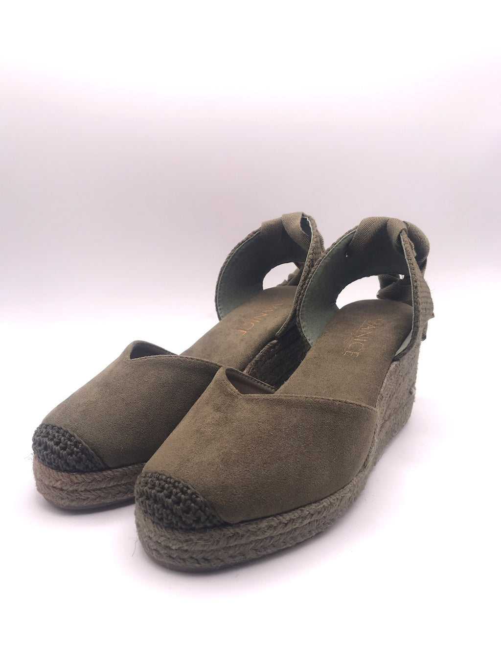 Alpercatas de Cunha Verde Tropa Senhora Vanice; Sandálias de Salto com Atacadores no Tornozelo; Sapatos de Corda Estilo Boho para Verão